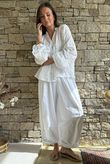 Inga Stretch Poplin Cotton Barrel Pant White